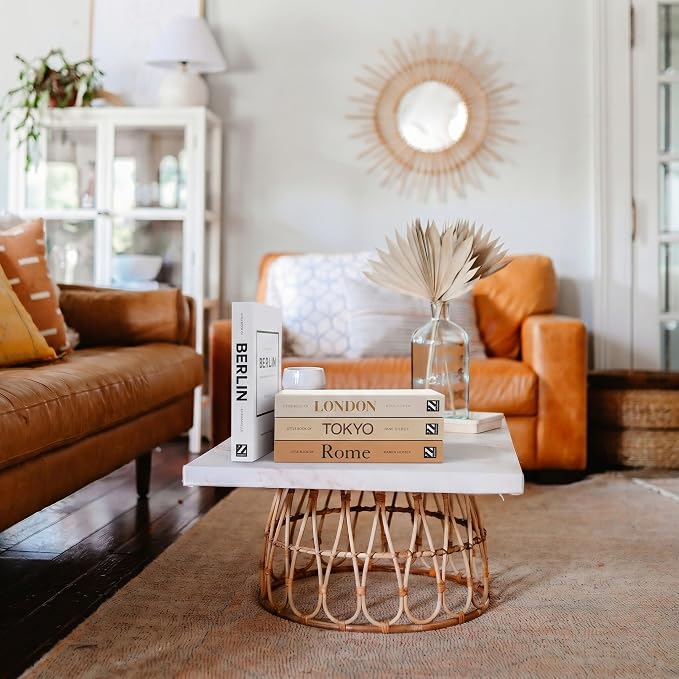 4 Pcs Decorative Books | Faux Mocha Coffee Table & Shelf Decor | Warm Modern - Image 3