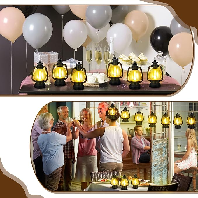 Ferraycle 12 Pcs Mini Lanterns 6 Inch Black Lamp Table Decor | Western Cowboy - Image 5