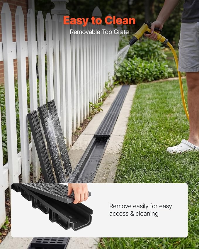 VEVOR Trench Drain, 20.1 x 5.5 x 3.5 in, 6 Pack Linear Drainage Channel - Image 8