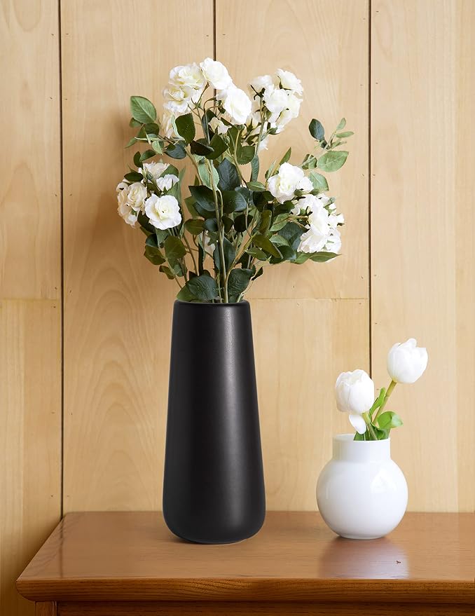 D'vine Dev 11 Inch Ceramic Flower Vase Matte Finishing, Minimalist Design - Image 3