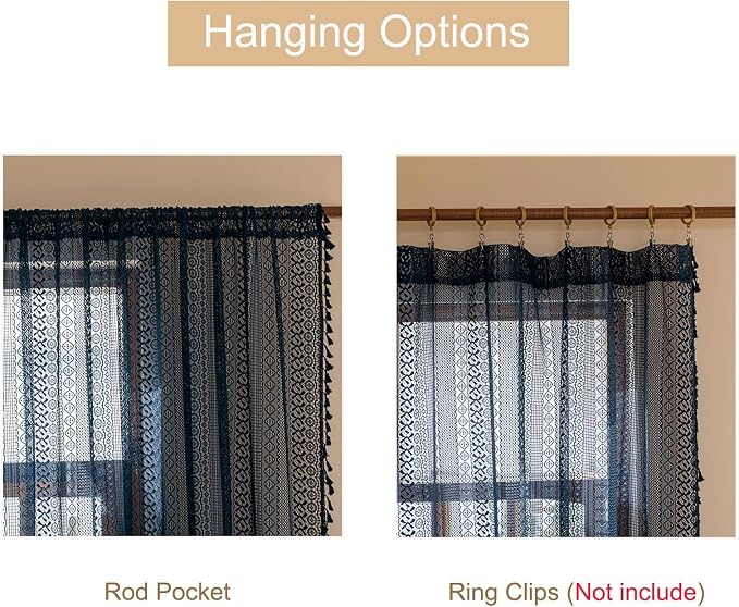 Sutuo Home Navy Blue Boho Curtains 2 Panels 84 Inches Long - Image 5