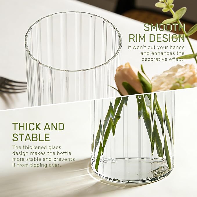 12pcs Stripe Glass Cylinder Vases - Image 6