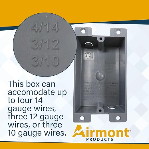 Plastic Electrical Box, Shallow Remodel Box, 8 Cubic Inch Grey Outlet Box - Image 3