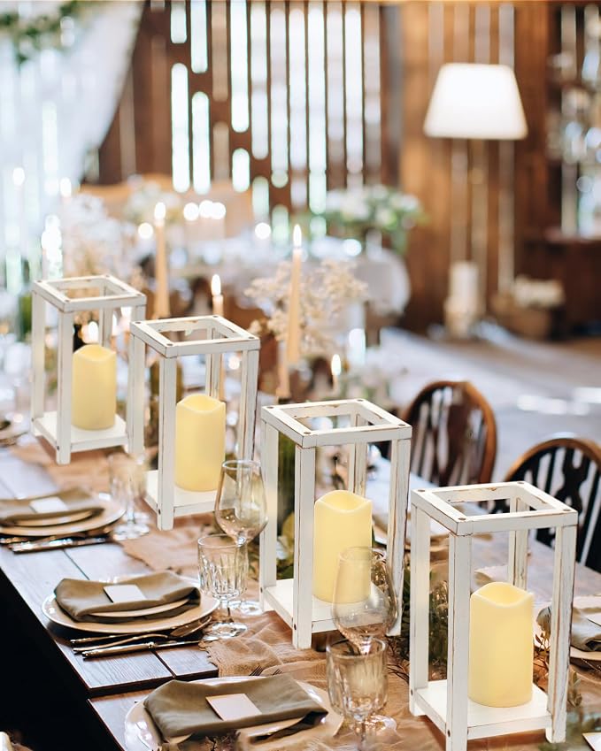 Huquary 8 Pcs Wooden Wedding Lantern Centerpiece - Image 5