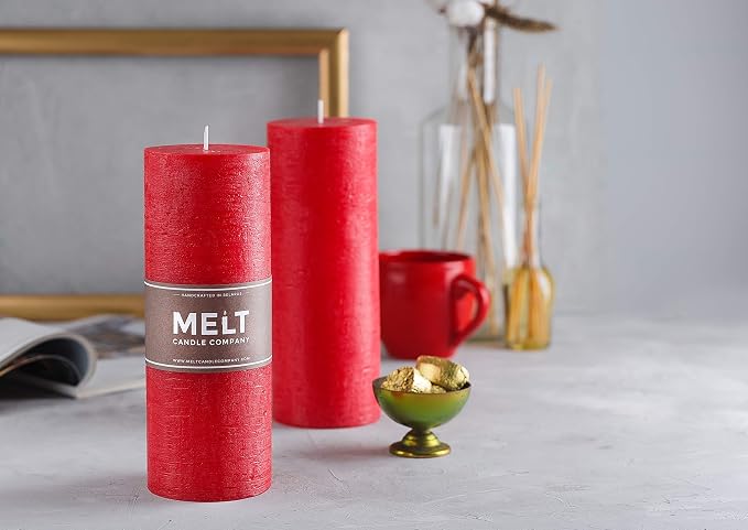 Set of 2 Pillar Candles 3" x 8" Unscented Handpoured Weddings, Home Decoration - Image 3