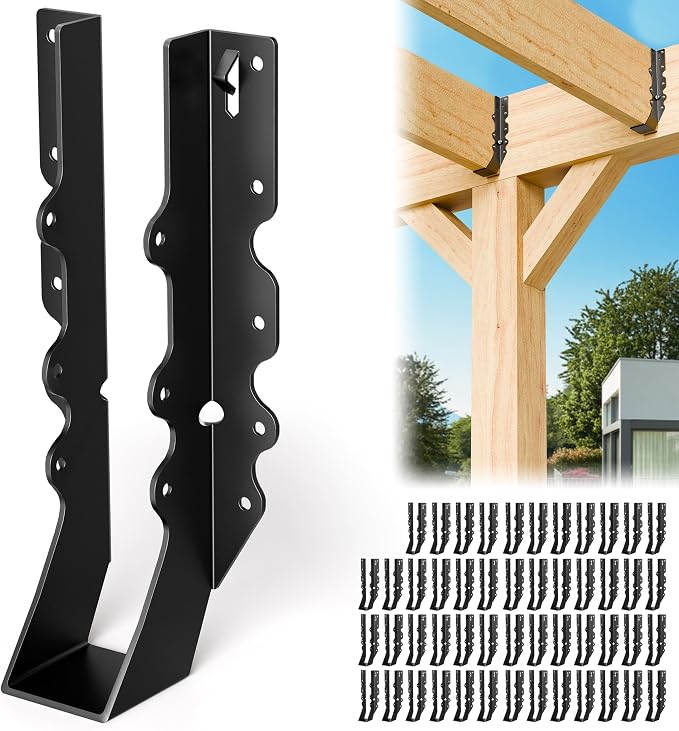 50 Pcs Black 2x10 Joist Hanger, LU210 18 Gauge Double Shear Face Mount Joist by Chenteel