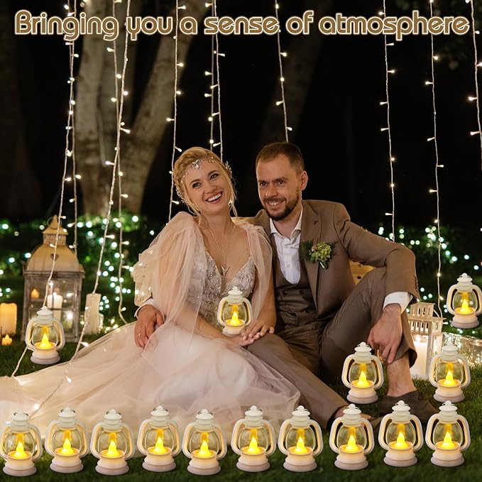 Ferraycle 24 Pcs Mini Lanterns 4 Inch White Lamp Table Decor | Western Cowboy - Image 3