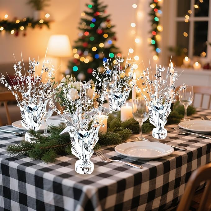 12 Pcs Metallic Foil Spray Centerpiece Party Star Table Decoration Brust - Image 9