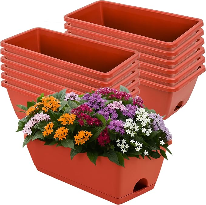LOCONHA 12 Pack Window Box Planter, Plastic Vegetable Flower Planters Boxes | by LOCONHA