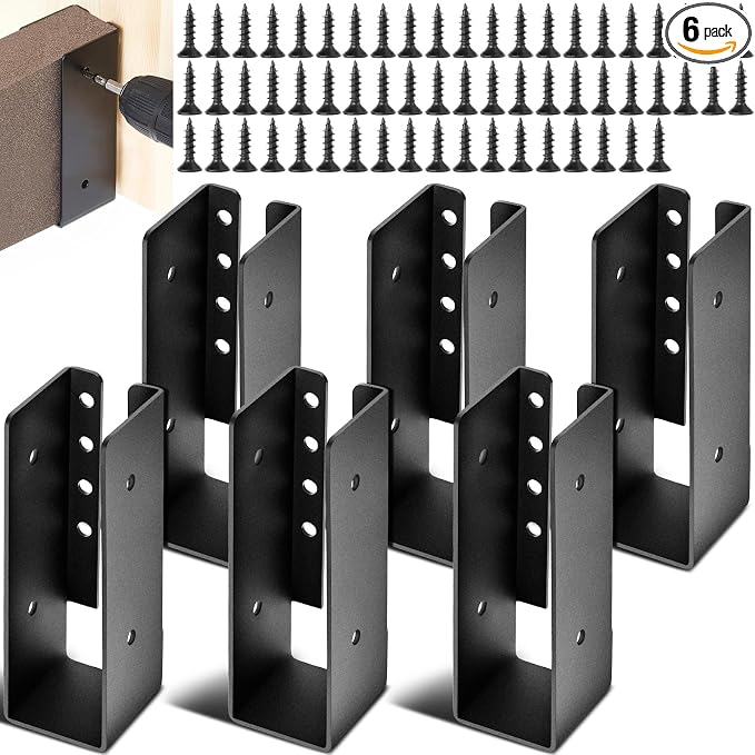 Blulu 6 Pcs 2 x 6 Inches Concealed Joist Hangers, Q235B Steel Joist Bracket by Blulu