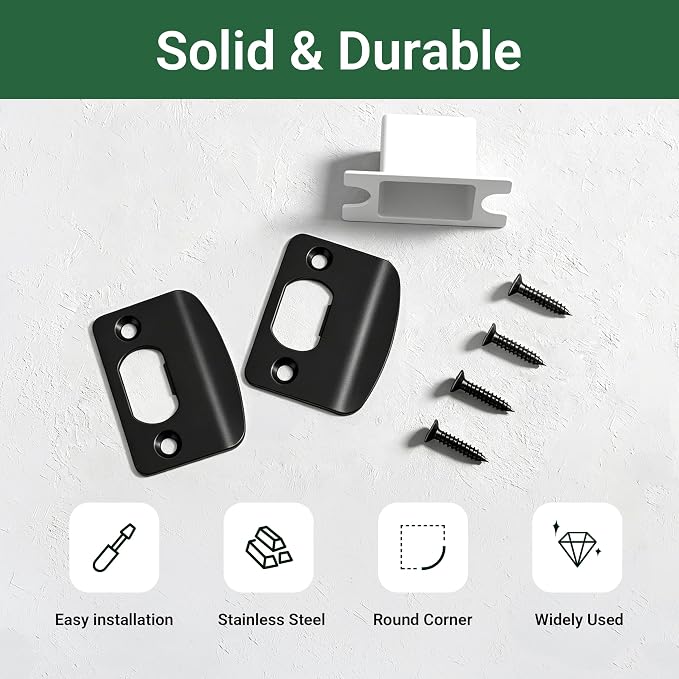 Door Strike Plate2-1/4"x1-3/4", Matte Black Universal Deadbolt Strike Plate | - Image 5