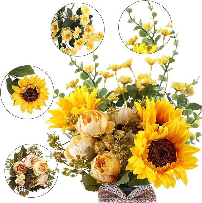 CEWOR Fake Flowers in Vase, Artificial Flowers - Image 3