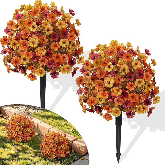 Alupssuc 2Pcs Artificial Fall Topiary Ball Flowers by Alupssuc