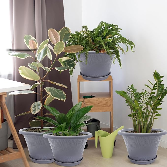 Quarut 12 Inch Pots for Plants, 4 Pack Large Flower Pots - Image 3