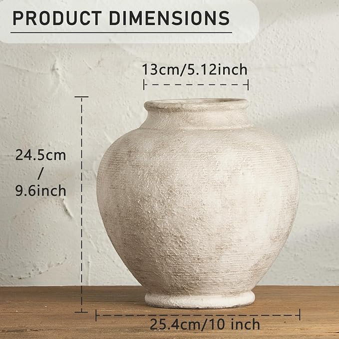 Ceramic Large Vase, Flower Rustic Vase Farmhouse Decorative Big Vases Floral - Image 3