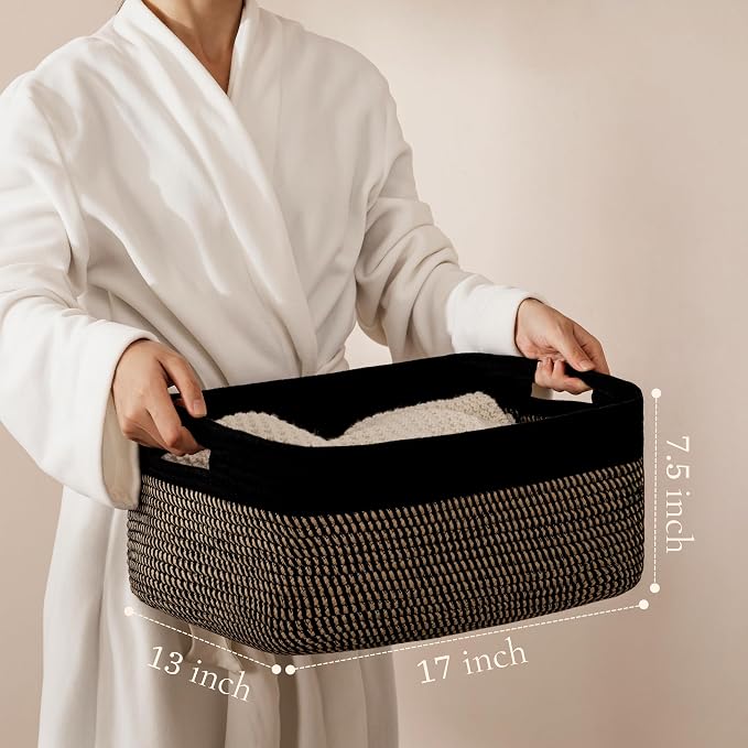 2 Pack Storage Baskets for Organizing, Large Woven Storage Basket - Image 2