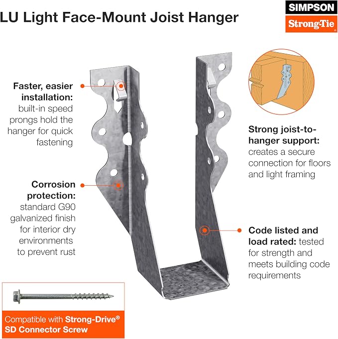 Simpson Strong-Tie LU26 Light Face-Mount Joist Hanger - Image 7