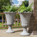 Tall Plastic Urn Planters and Pedestal by Outdoorchairs