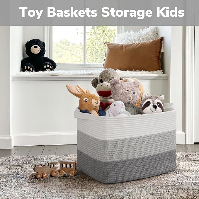 Goodpick 50L Large Woven Storage Basket, Gradient Gray | Stylish Gift Basket - Image 4