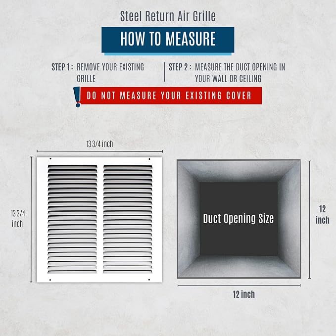 Fits 12x12 Duct Opening | Steel Return Air Grille by Handua | Vent Cover Grill - Image 2