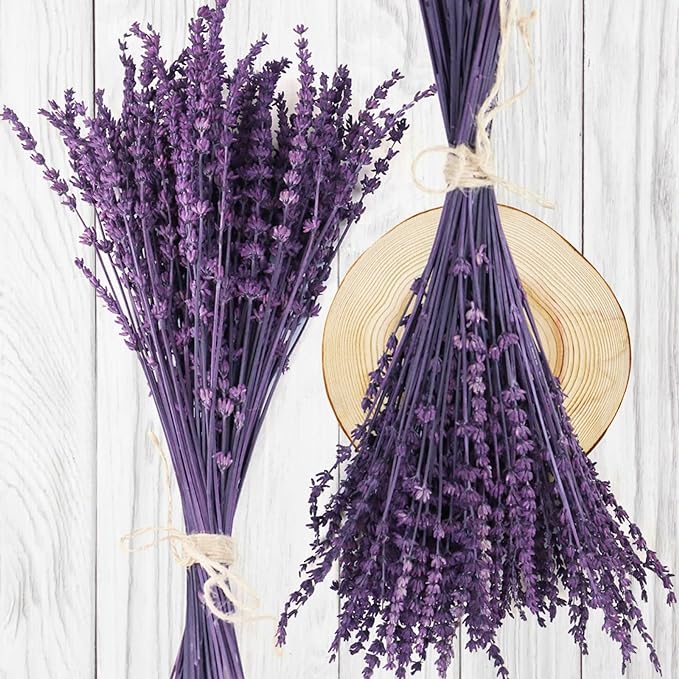 Glicrili Dried Lavender Flowers Real Stems Purple Bouquet by Glicrili