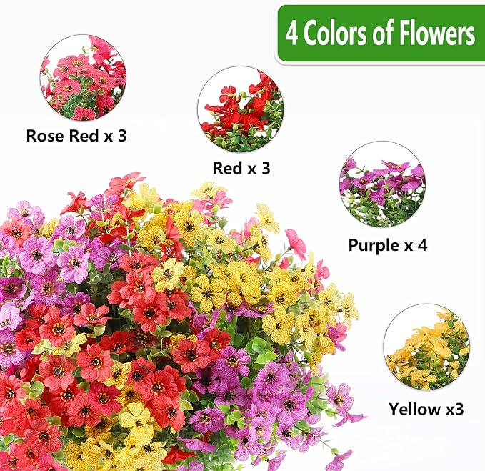 Artificial Flowers Fake Plants for Outdoors Summer Decoration | 13 Bundles Silk - Image 6