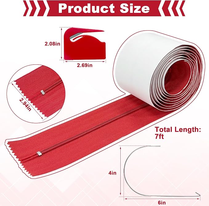 2 Pack Heavy-Duty Dust Protector Zipper Self-Adhesive Zipper - Image 2