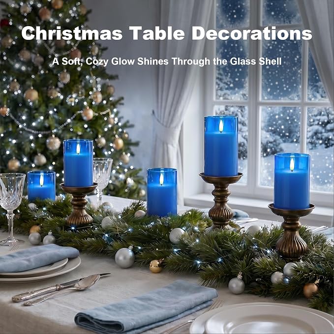 Amagic Blue Glass Flameless LED Candles Battery Operated - Image 3