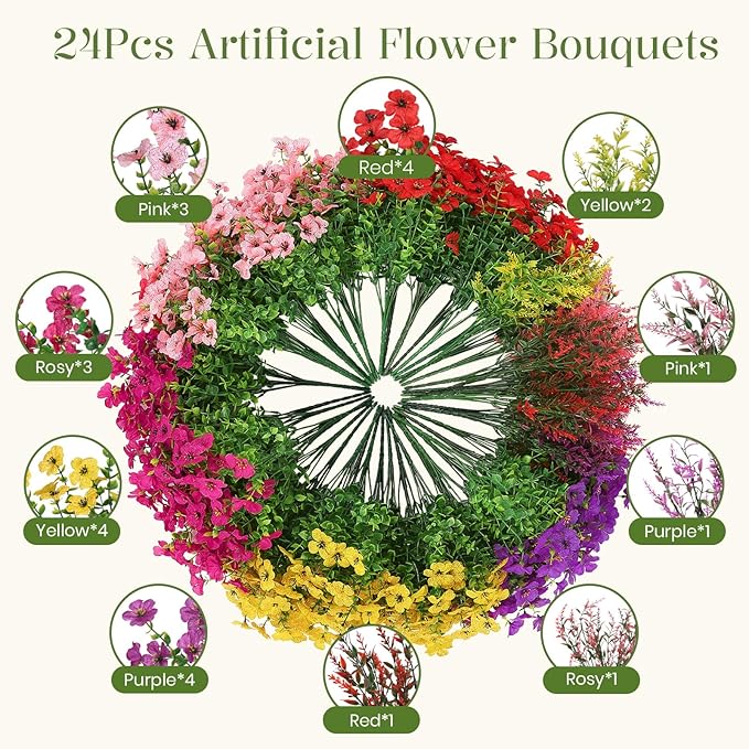 SHareconn 24 Bundles Artificial Flowers - Image 2