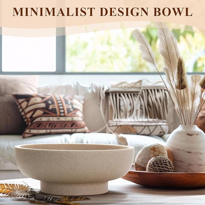 Decorative Resin Bowl, Large Fruit Bowl, Artificial Stone Beige | Perfect - Image 4