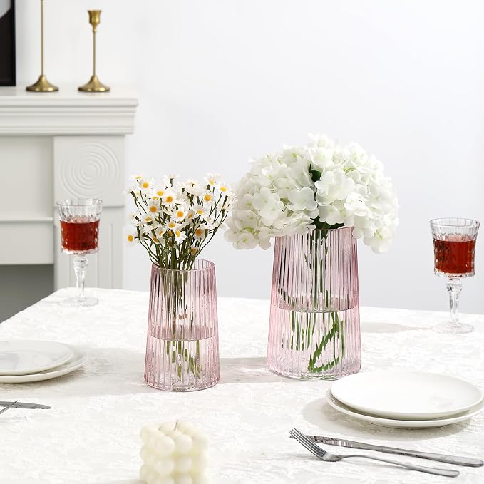 Ribbed Flower Vases Set of 2, Flower Vase - Image 5