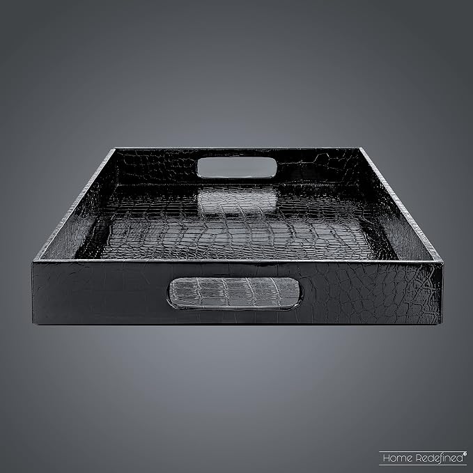 Black Leather Serving Tray - Image 5