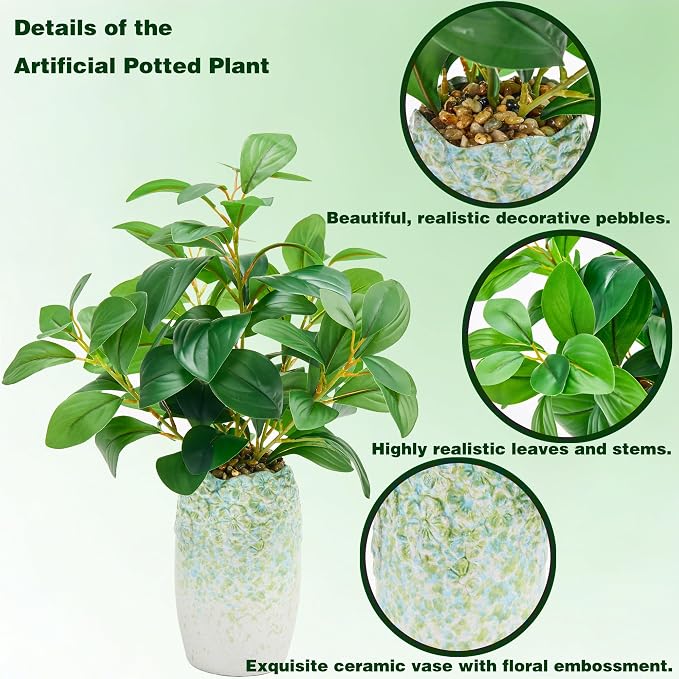 K&Y Realistic Artificial Potted Plants Olive Wild Fern Berry Decor Low - Image 4