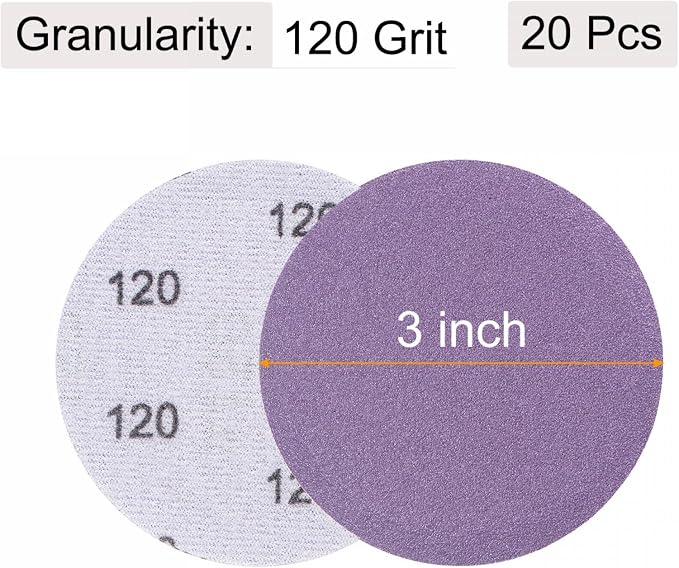 uxcell 20Pcs 3-Inch Purple Sanding Discs 120 Grits Hook and Loop Professional - Image 2