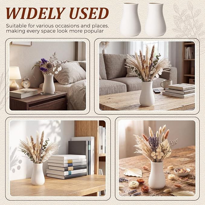 Tioncy 15 Pack White Ceramic Bud Vases Bulk Boho Small Flower Vase White - Image 5