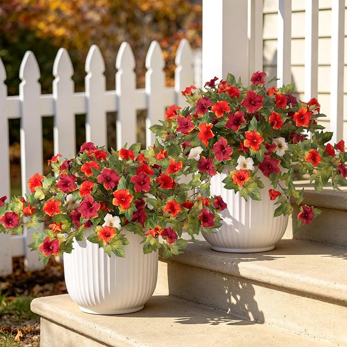 Ammyoo Artificial Fall Flowers Fake Petunias Plants by Ammyoo