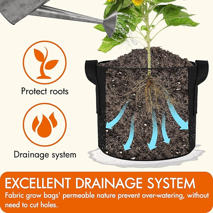 Gardzen 6-Pack 1 Gallon Grow Bags Fabric Pots - Image 4