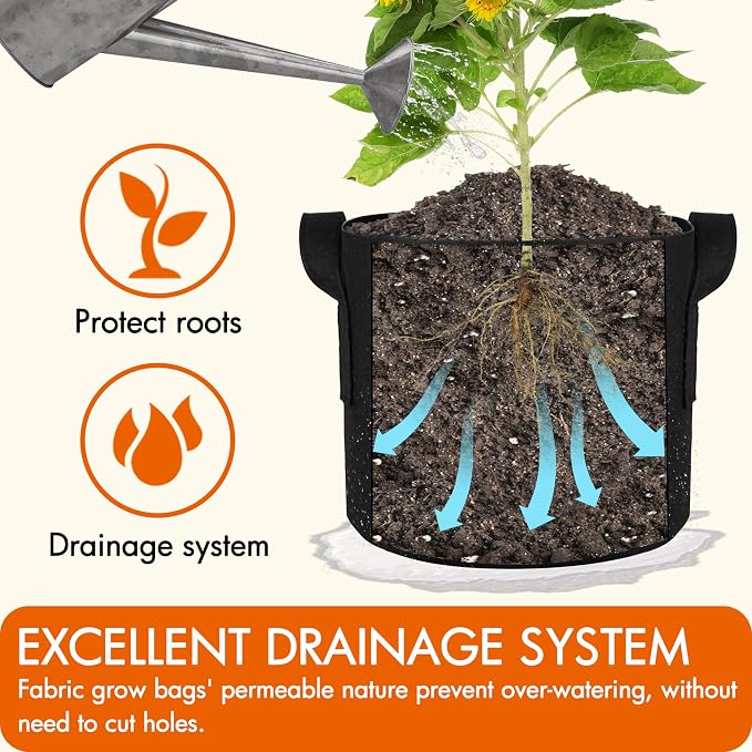 Gardzen 6-Pack 15 Gallon Grow Bags Fabric Pots - Image 4