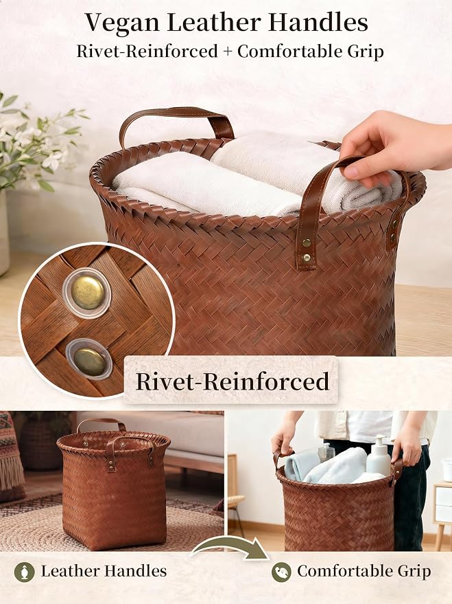 Wicker Storage Baskets, 4 Pack Woven Baskets - Image 6