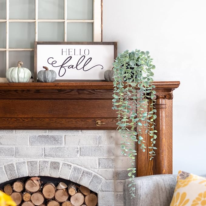 Fake Hanging Plant Eucalyptus Artificial Faux Plants Indoor Small Wall Greenery - Image 3