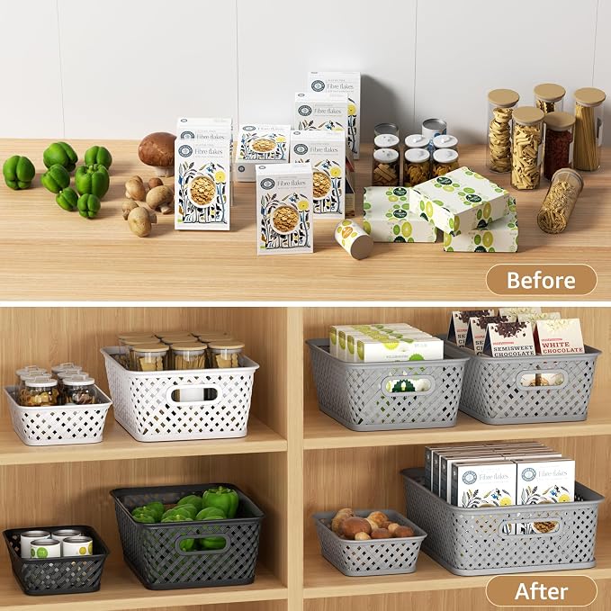 MaxGear 3 Pack Plastic Storage Baskets, Suitable - Image 4