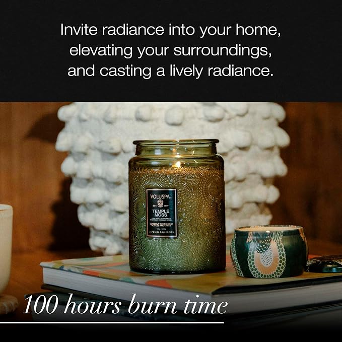 Voluspa Temple Moss, Large Candle Jar, Coconut Wax Blend, Scented Candles - Image 5