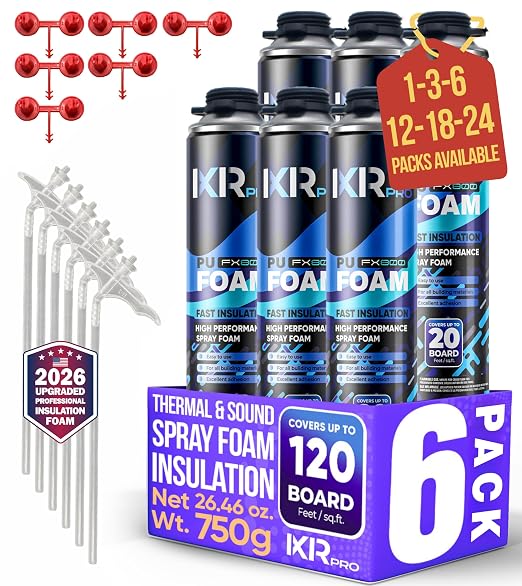 Spray Foam Insulation, Expanding Foam Sealant Spray, 6 Pack x 26.46 oz | High by ixirpro