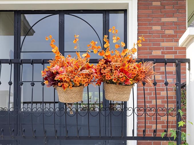 17PCS Artificial Fall Flowers Outdoors, Autumn Faux Orchids & Mums Outside | UV - Image 7