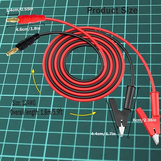 Banana Plug to Crocodile Clip Test Leads Wire Cable 12AWG | Alligator clip test - Image 5