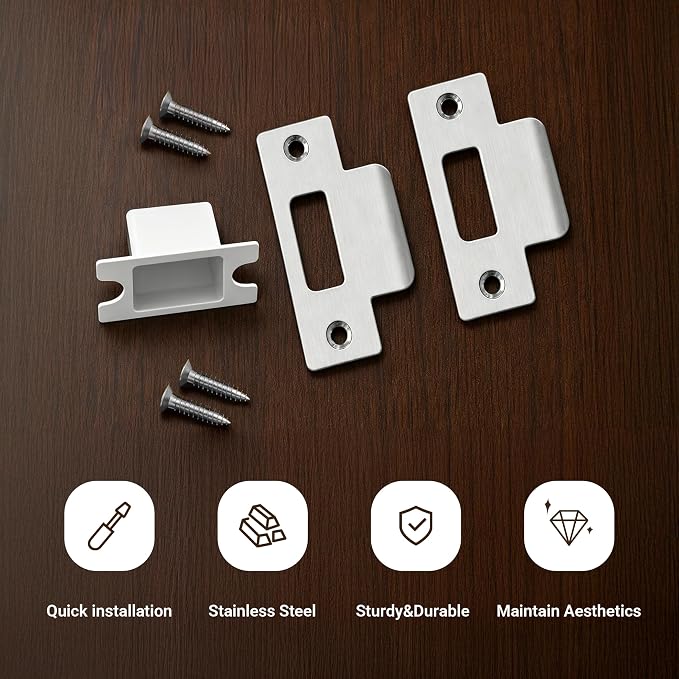 2 Pack Standard T-Strike Door Strike Plate, 2-1/8" Hole Spacing | Satin Nickel - Image 5