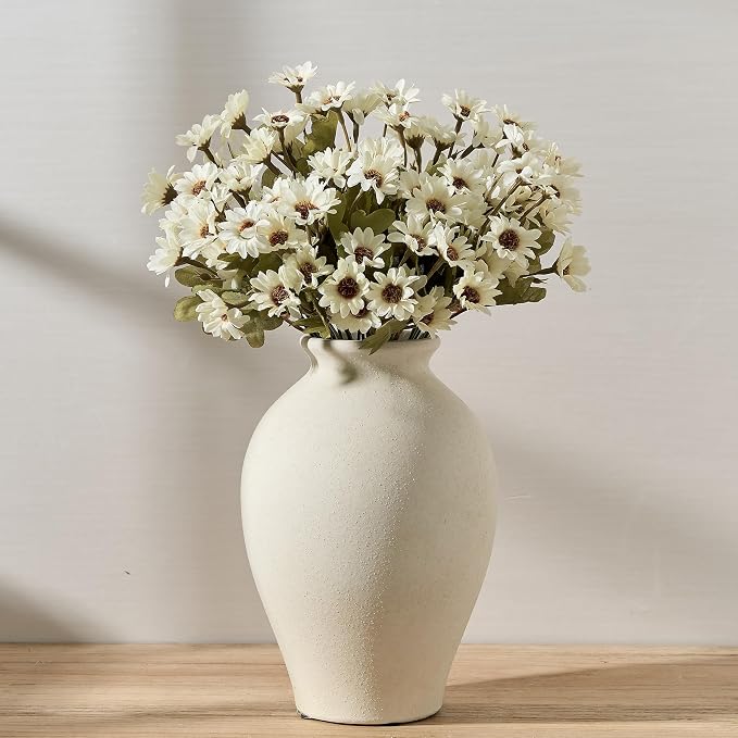 SIDUCAL Ceramic Vintage Flower Vase | 9 Inch Large Pottery Rustic Farmhouse - Image 4
