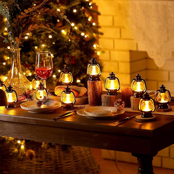 Ferraycle 12 Pcs Mini Lanterns 4 Inch Black Lamp Table Decor | Western Cowboy - Image 3