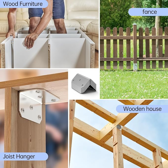 Yuleimy L Brackets for Wood, 2x4 Inch Galvanized Corner Braces, 4×2×2 in. - Image 7