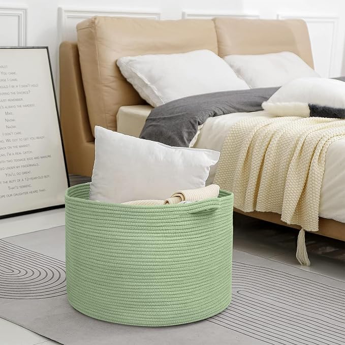 Extra Large Green Basket, Nursery Laundry Basket, Cute Kids Toy Storage Bin - Image 6